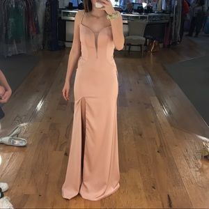 Long rose pink formal dress
